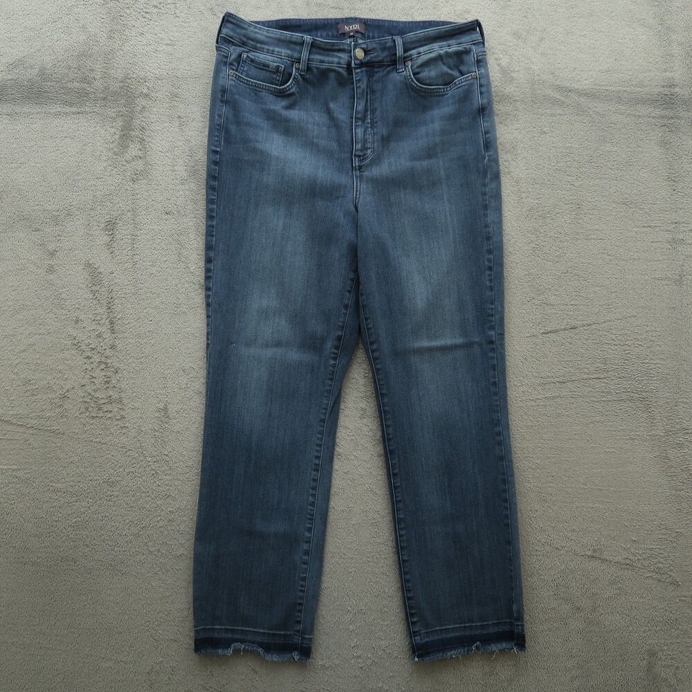 NYDJ Jeans Womens Size 14 Blue High-Rise Straight Stretch Denim 28" Inseam